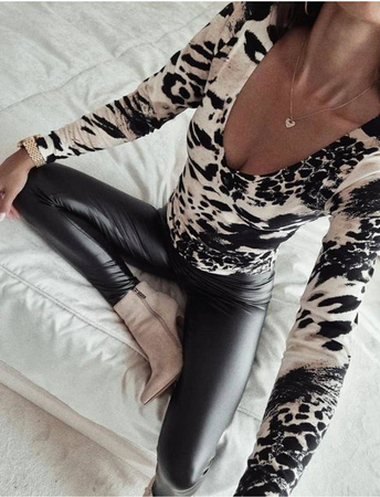 Elastyczna dopasowana bluzka damska w print LEMO