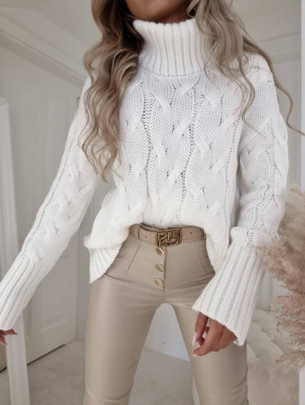Biały luźny sweter damski UNIWHITE