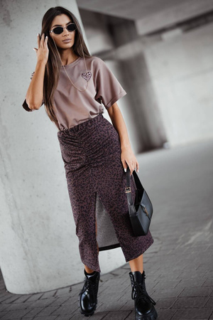 Czekoladowo- czarna długa spódnica damska ołówkowa MILENA