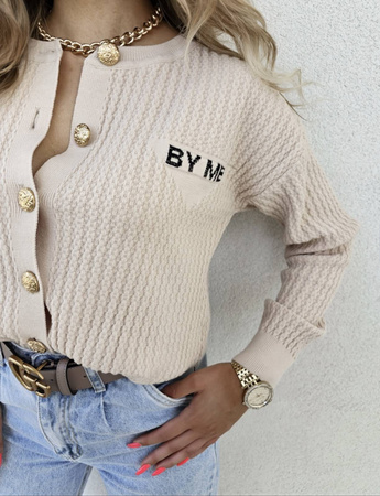 Beżowy sweter damski zapinany na guziki GLOSSY
