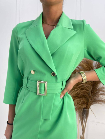 Zielona żakietowa sukienka damska z paskiem w talii GREEN DOE