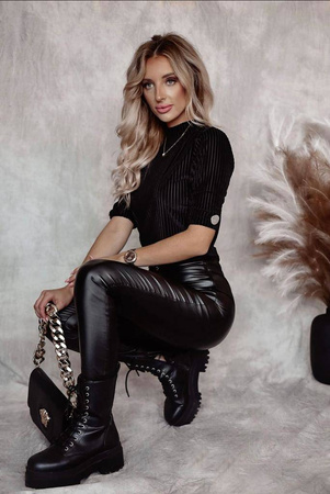 Półgolf z krótkim rękawem i zamszowymi paskami XANA PRINCESS