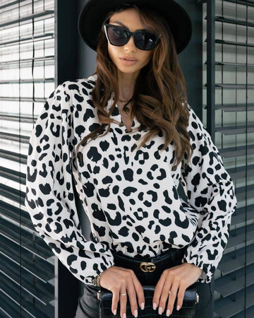 Wzorzysta koszulowa bluzka damska z długim rękawem ARIENNE