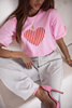 Różowy T-shirt damski z krótkim rękawem HEART