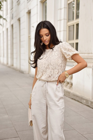 Beżowa koronkowa bluzka damska MICHELE