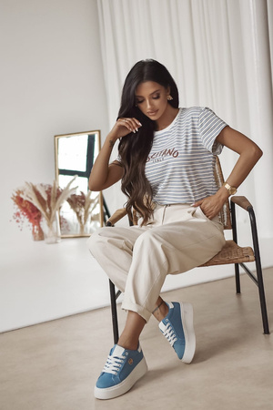 Bawełniany T-shirt damski w paski POSITANO