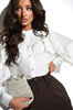 Biała koszula damska z ozdobna falbana  LOVE 