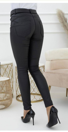 Czarne spodnie damskie woskowane JASMINA