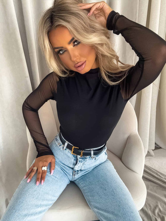 Czarna dopasowana bluzka damska SKIN