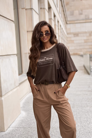 Brązowy sweter damski WHITE ROSE