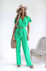 Zielony komplet damski z wiązaną na dole kopertową bluzką XANA PARADE