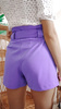 Fioletowe krótkie spodenki damskie z wysokim stanem BLUEBERRY