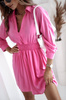 Różowa sukienka damska ze ściągaczem w talii SWEETY CASUAL