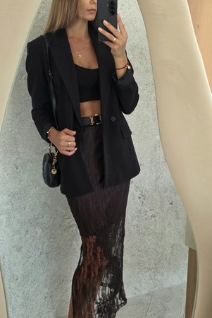 Czekoladowa koronkowa spódnica damska PULIA