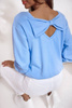 Niebieska bluza damska z ozdobna kokarda na plecach VIVIENE