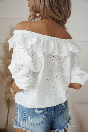 Biała, ażurowa bluzka damska hiszpanka MALTA