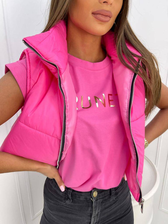 Różowa krótka ocieplana kamizelka damska zapinana na zamek VIKI