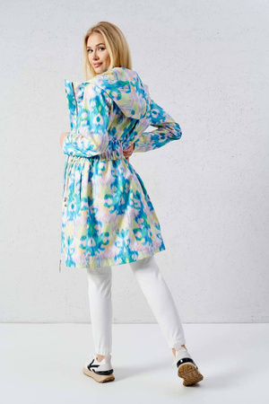 Kolorowa parka damska ze ściągaczem w talii LALOUS BLUE