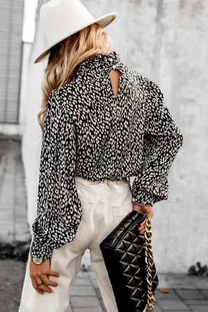 Czarna bluzka damska w białe plamki LATINO
