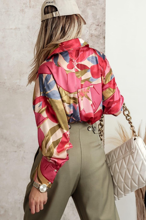 Kolorowa luźna koszula damska w kwiaty SIMPLY STYLE