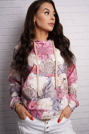 Kolorowa bluza damska w kwiatowy print 3D HOODIE FLOWERS