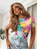 Kolorowa dopasowana  bluzka damska z krótkim rękawem ROZI 