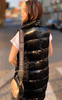 Długa, czarna metaliczna kamizelka SUN, zapinana na guziki z wysokim kołnierzem