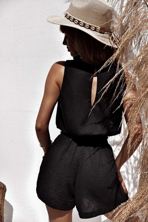 Czarna lniana bluzka damska VERONA