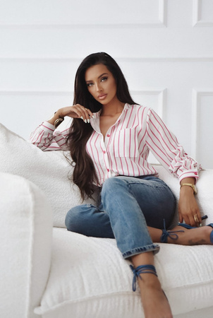 Ecru koszula damska w paski SOPHIE