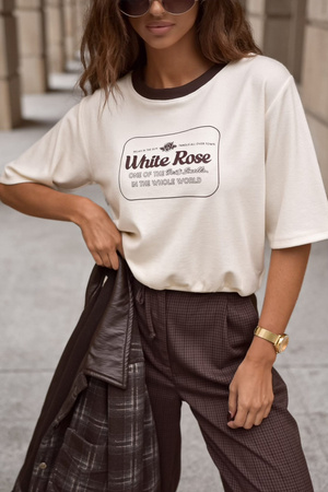 Śmietankowy  sweter damski WHITE ROSE