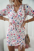 Sukienka damska w kolorowe kwiaty z krótkim rękawem FLOWER TIME