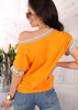 Pomarańczowa bawełniana bluzka damska z krótkim rękawem EMILIA