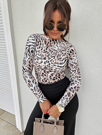 Elastyczna dopasowana bluzka damska ANIMAL SKIN