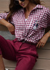 Bordowa  koszula damska w kratę TEDDY 