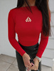 Elastyczna dopasowana bluzka damska we wzory RED SKIN