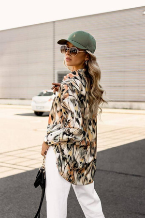 Kolorowa luźna koszula damska we wzory boho SIMPLY BOHO