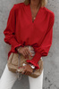 Czerwona bluzka damska z falbaną i ściągaczem przy rękawie ANA.