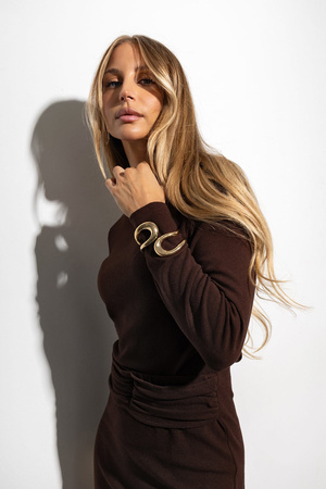 Brązowy komplet damski, bluzka i spodnica XANA LOVE