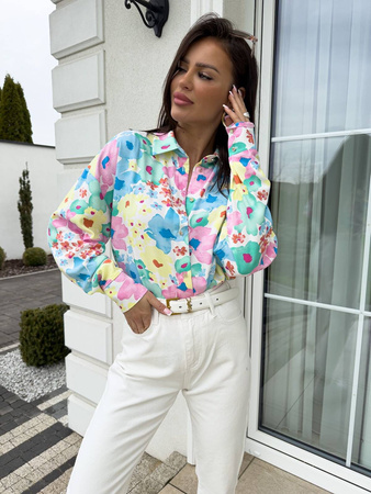 Kolorowa  koszula damska o lużnym kroju  w kwiaty OVER SPRING