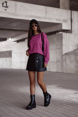 Czarne szorty damskie spódnico-spodenki z eko skóry GOYA