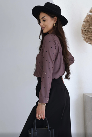 Brązowa koszula damska w kropki PUGA
