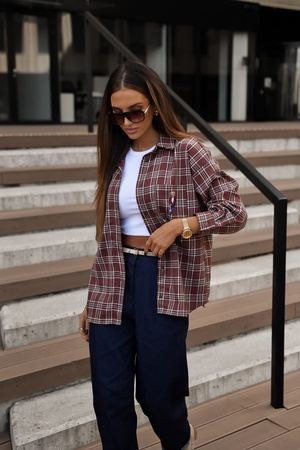 Brązowa koszula damska w kratę TEDDY BEAR