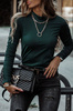 Dopasowana butelkowozielona bluzka damska z marszczeniem na rękawach CREASES.