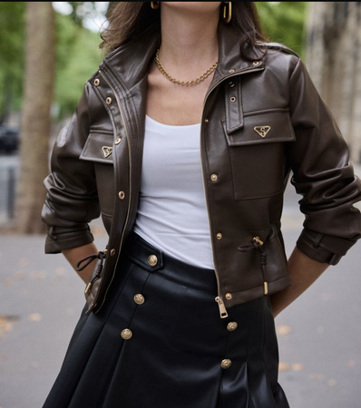 Brązowa kurtka damska z eko skory ELSA