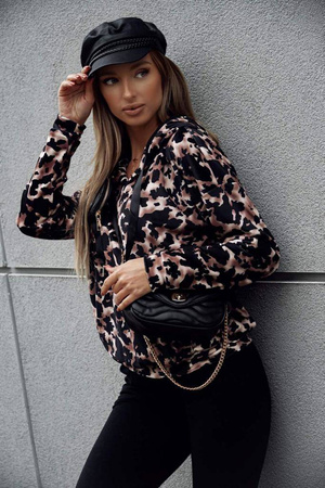 Welurowa bluza damska w zwierzęcy print z kapturem LEOPARD HOODY