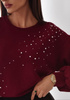 Bordowa bluza damska zdobiona cyrkoniami JULIA