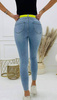 Dżinsowe spodnie damskie rurki z neonowym paskiem SKINNY JEANS