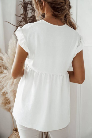 Biała bluzka z krótkim rękawem damska oversize MADLEN