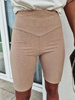Beżowe elastyczne prążkowane spodenki damskie kolarki COMFY BY ME