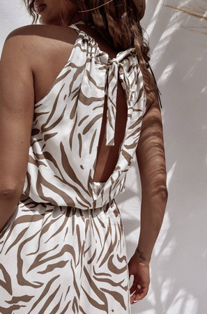 Biała sukienka damska we wzorki AZETA STYLE